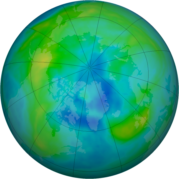 Arctic ozone map for 07 October 2014